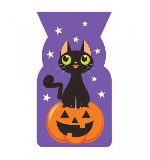 BUSTINE DI PLASTICA HALLOWEEN – GATTO NERO E ZUCCA