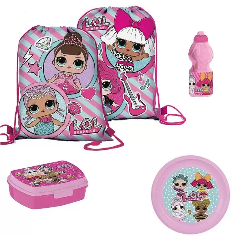 SET MERENDA LOL SURPRISE – SACCA PIATTO PORTA PRANZO E BORRACCIA
