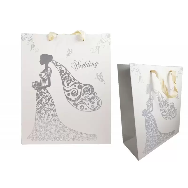 BUSTA AVORIO CON SPOSA DISEGNATA – WEDDING BAG