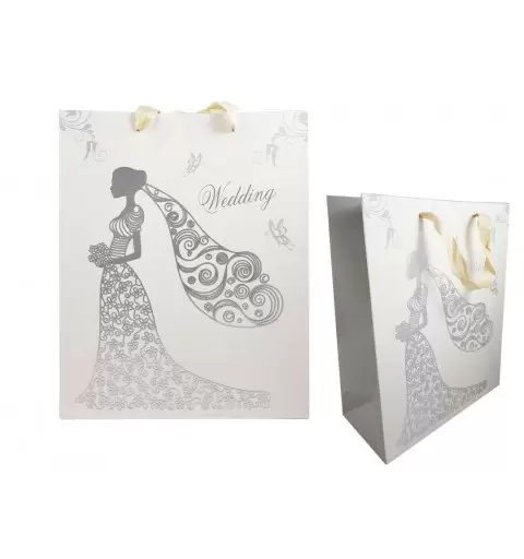 BUSTA AVORIO CON SPOSA DISEGNATA – WEDDING BAG