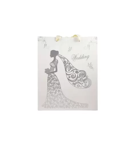 BUSTA AVORIO CON SPOSA DISEGNATA – WEDDING BAG