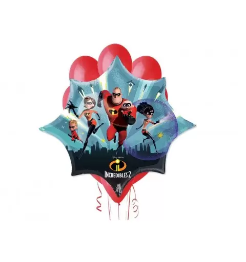 COMPOSIZIONE DI PALLONCINI GLI INCREDIBILI 2 - UNA NORMALE FAMIGLIA DI SUPEREROI