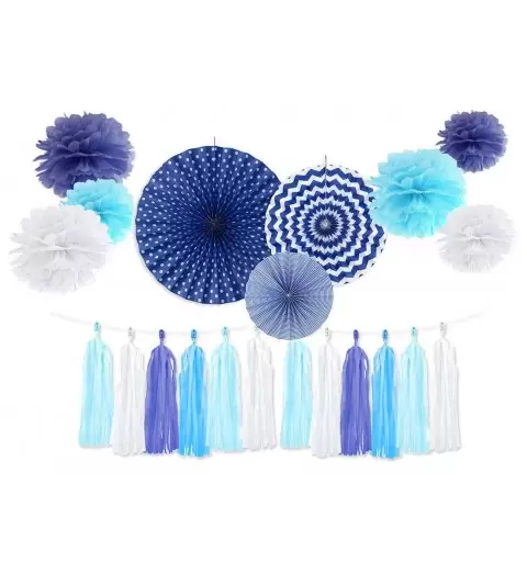 ADDOBBI CELESTI – NAPPINE E ROSONI DI CARTA BLU E FLUFFY