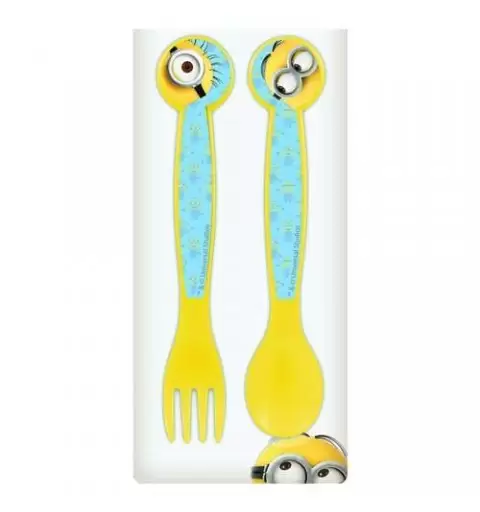POSATE MINIONS - CUCCHIAIO E FORCHETTA DI PLASTICA RIGIDA