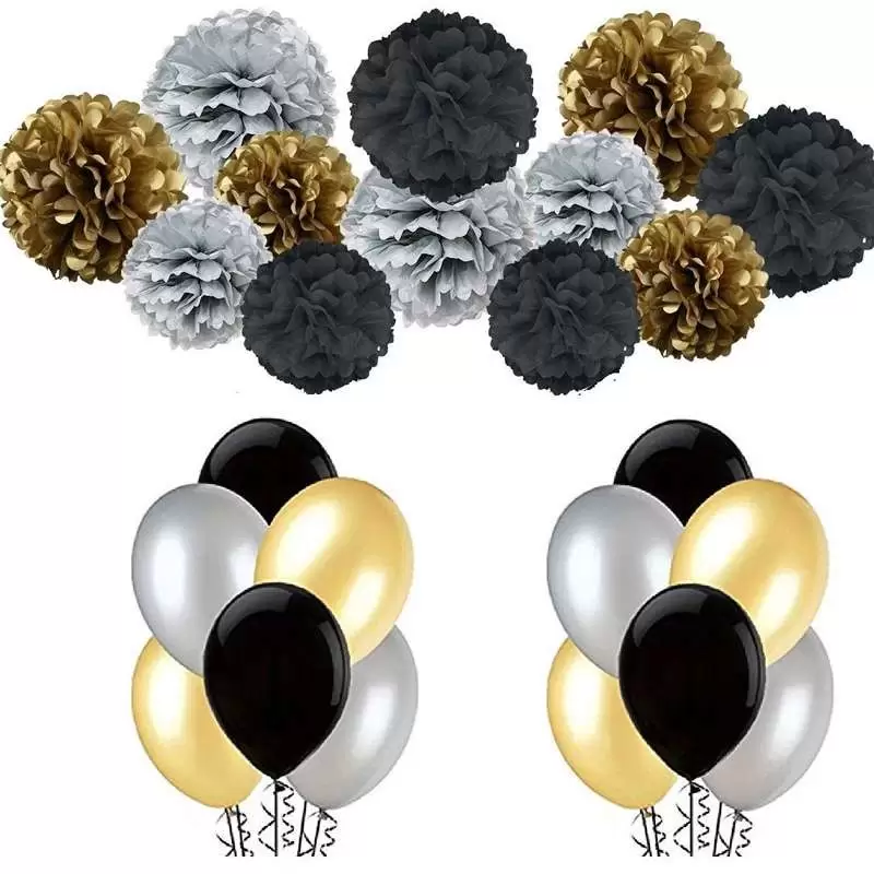 ADDOBBI NERO GRIGIO ORO - FESTA 18 ANNI