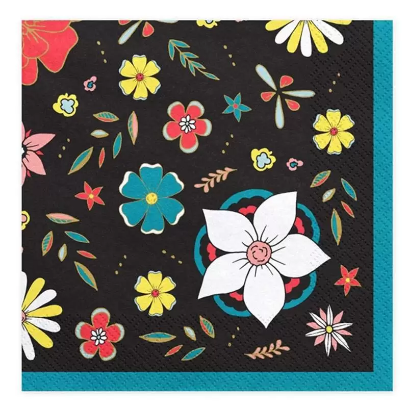 TOVAGLIOLI DIA DE LOS MUERTOS - NERI CON FIORI COLORATI 20 PZ