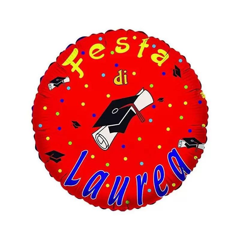 PALLONCINO FOIL TONDO LAUREA – ROSSO CON SCRITTA FESTA DI LAUREA