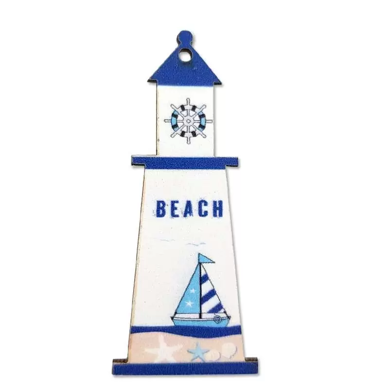 FARO BIANCO E BLU IN LEGNO – DECORAZIONE A TEMA MARE