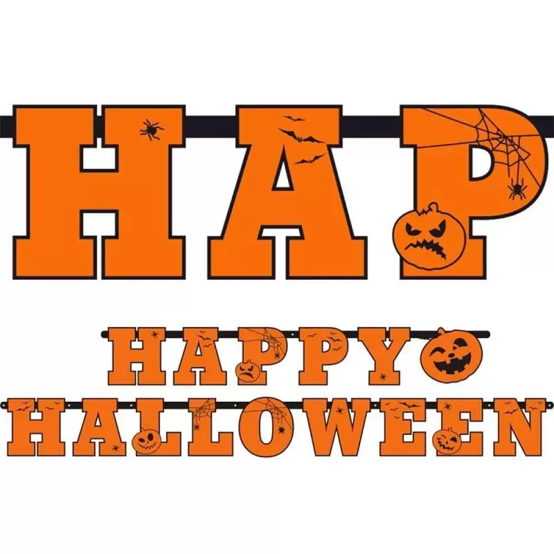 FESTONE HAPPY HALLOWEEN ARANCIONE – GHIRLANDA CON ZUCCHE E RAGNETTI