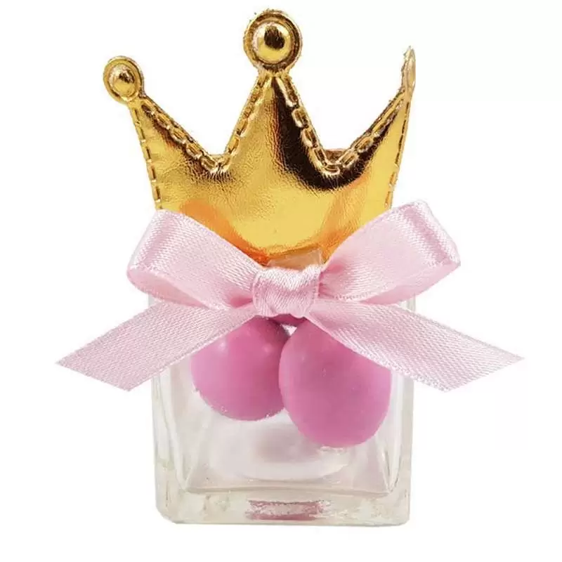 BARATTOLINI IN VETRO CON CORONCINE - BOMBONIERE PRINCIPESSE