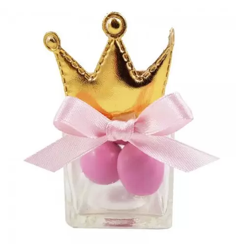 BARATTOLINI IN VETRO CON CORONCINE - BOMBONIERE PRINCIPESSE