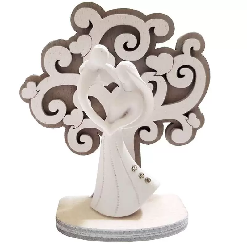 ALBERO DELLA VITA CON SPOSI IN LEGNO – BOMBONIERA ABBRACCIO D’AMORE