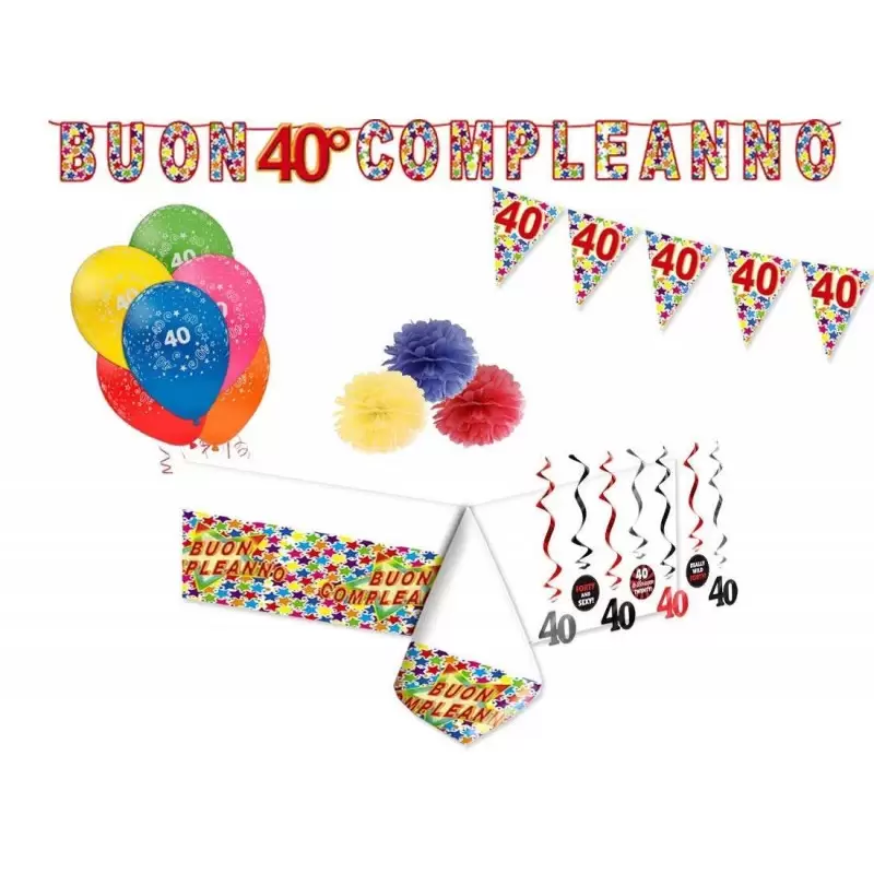 ADDOBBI E DECORAZIONI PER COMPLEANNO DI 40 ANNI – SET PARTY