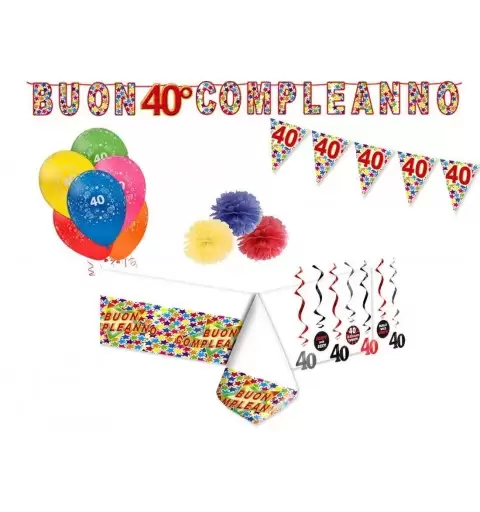 ADDOBBI E DECORAZIONI PER COMPLEANNO DI 40 ANNI – SET PARTY