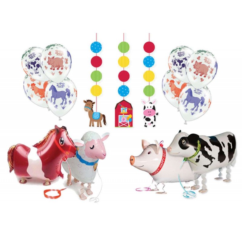 Set addobbi fattoria - palloncini walking e accessori animali fattoria