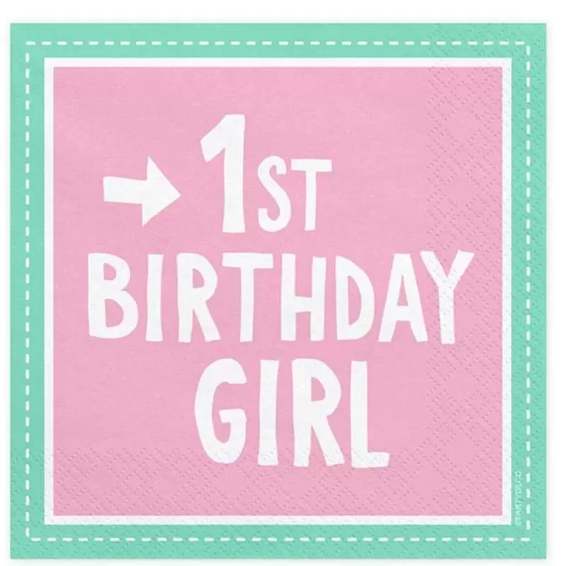 TOVAGLIOLI PRIMO COMPLEANNO ROSA - 1 ST BIRTHDAY GIRL 20 PZ
