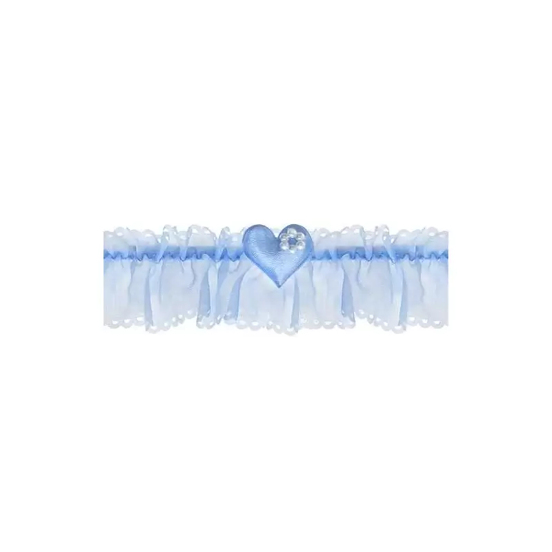 GIARRETTIERA CELESTE CON CUORE E PERLINE