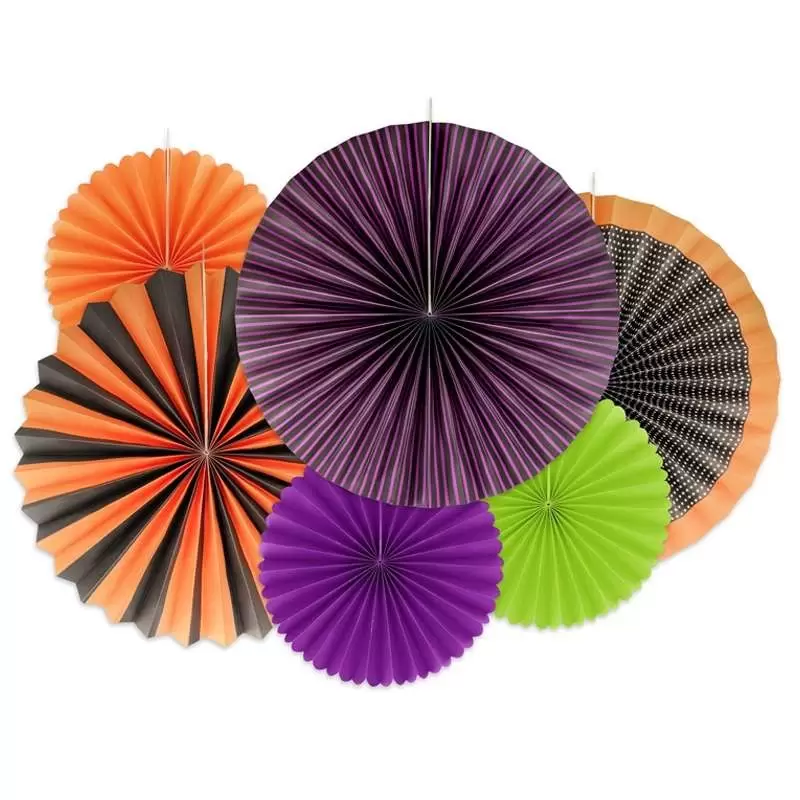 ROSONI PENDENTI ARANCIONI VERDI VIOLA E NERI – SET DA 6 PZ