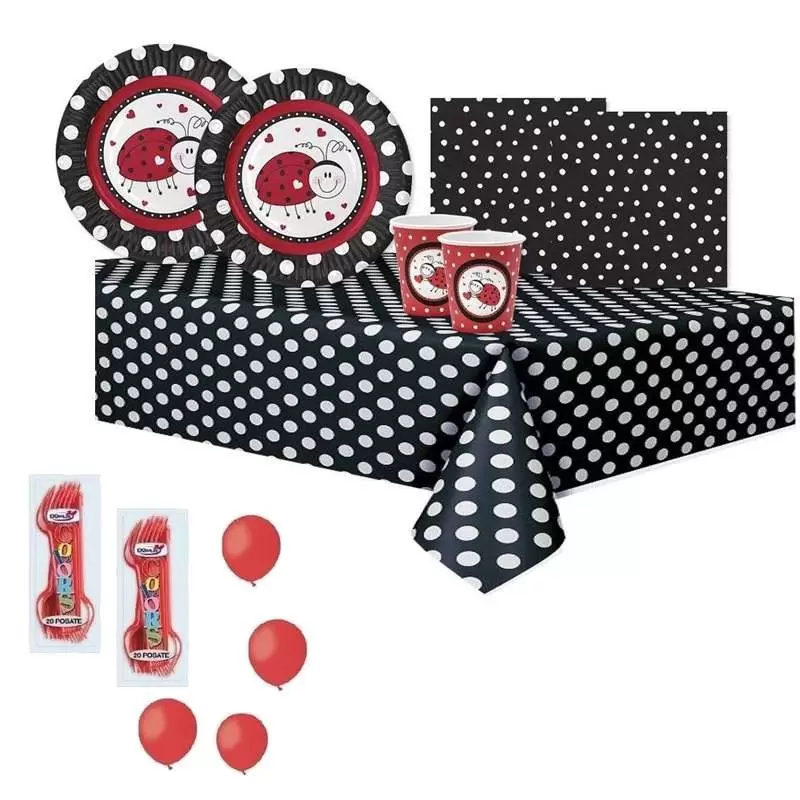 KIT N.6 COCCINELLE NEW - ACCESSORI TAVOLA PER COMPLEANNO