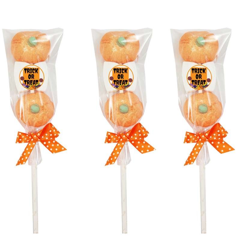 Spiedini marshmallow halloween - con zucche arancioni
