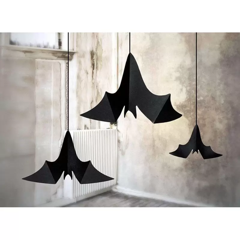 PIPISTRELLI NERI DI CARTA PENDENTI – FESTONI HALLOWEEN