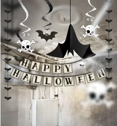 PIPISTRELLI NERI DI CARTA PENDENTI – FESTONI HALLOWEEN