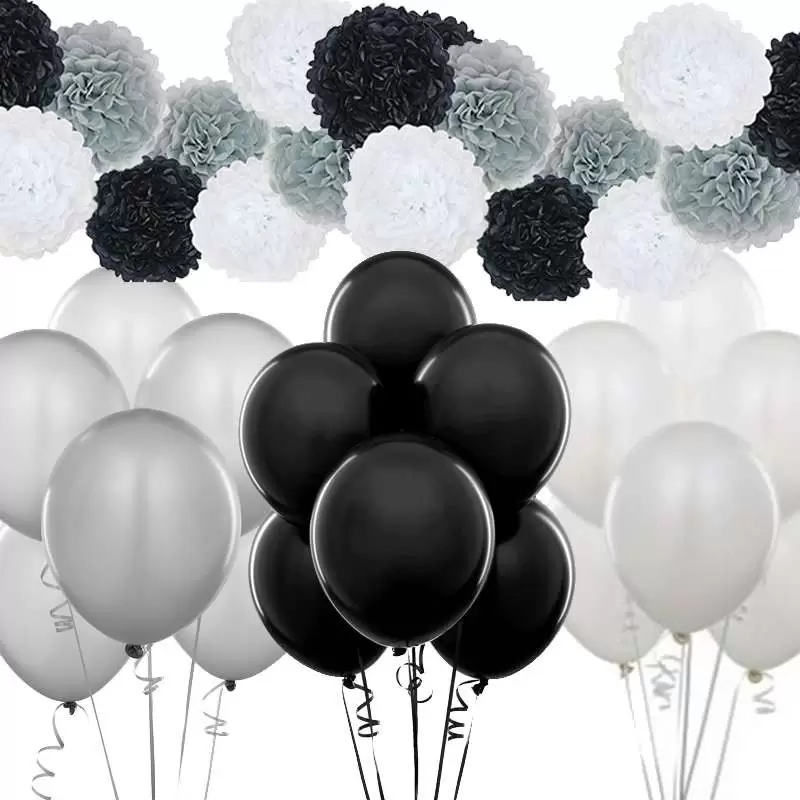PALLONCINI E FLUFFY POM PON NERI BIANCHI E GRIGI