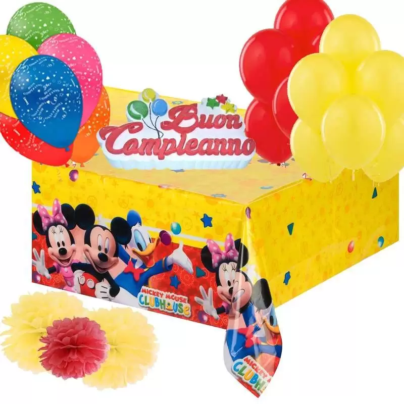 KIT TAVOLO TORTA TOPOLINO – ADDOBBI PER FESTA A TEMA MICHEY MOUSE