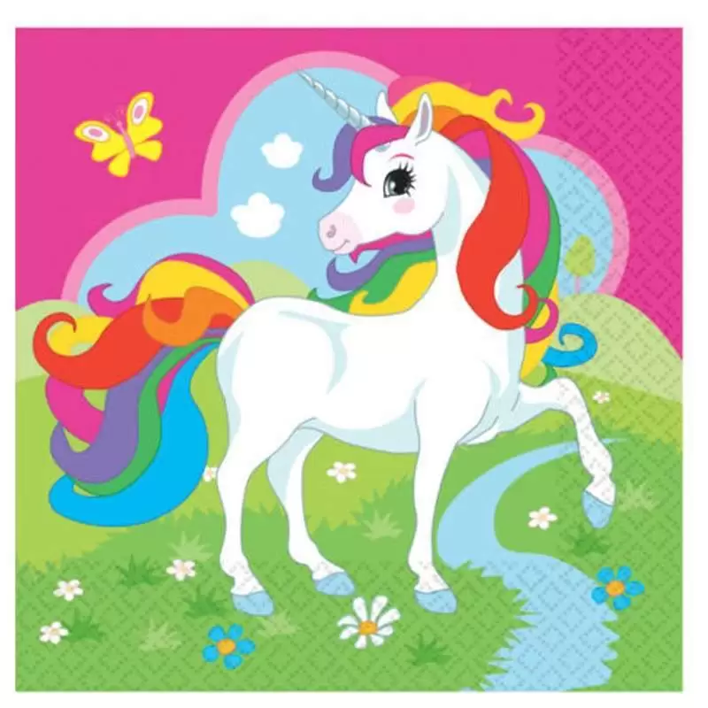 KIT N.30 UNICORNO ARCOBALENO - ACCESSORI TAVOLA PER BAMBINI