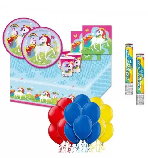 KIT N.30 UNICORNO ARCOBALENO - ACCESSORI TAVOLA PER BAMBINI