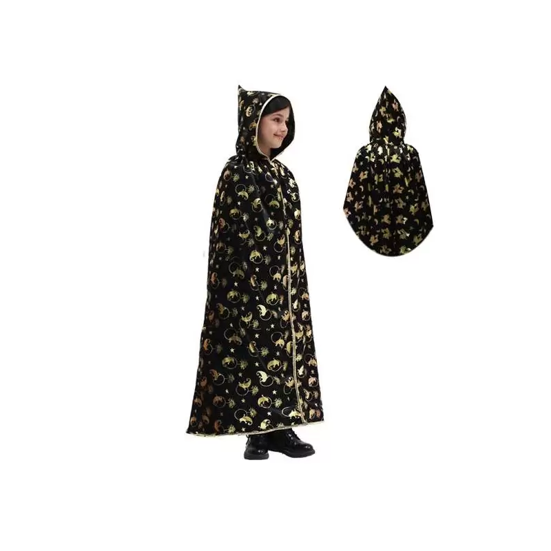MANTELLO BAMBINO CON CAPPUCCIO – NERO E ORO