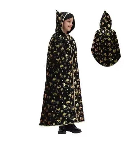 MANTELLO BAMBINO CON CAPPUCCIO – NERO E ORO