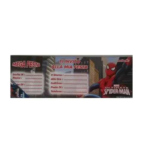 COORDINATO TAVOLA  FESTA BAMBINO SPIDERMAN CON INVITI