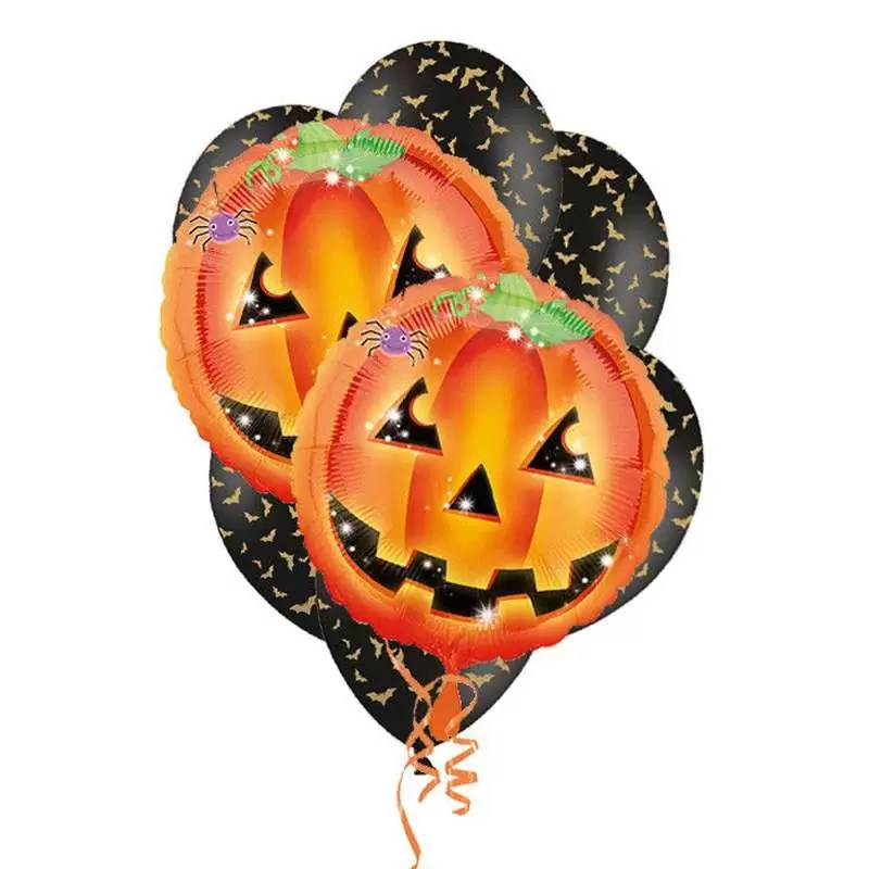 COMPOSIZIONE PALLONCINI CON FOIL ZUCCA DI HALLOWEEN