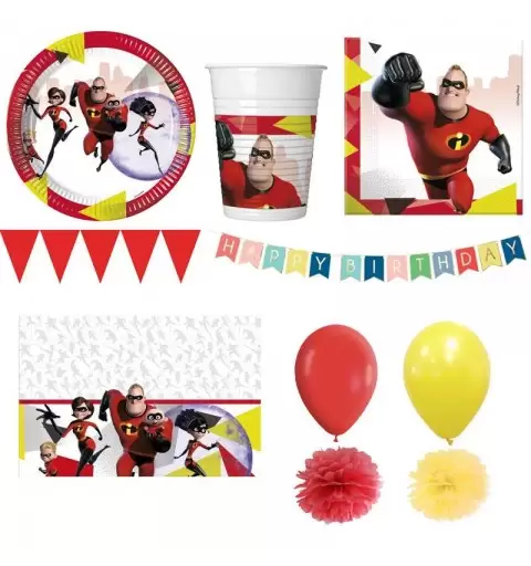 KIT N.46 GLI INCREDIBILI – ARTICOLI PER FESTA A TEMA SUPEREROI