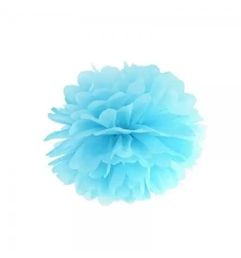 FLUFFY CELESTE POM PON IN CARTA - 12 PZ