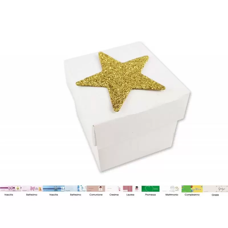 SCATOLINE BIANCHE CON STELLE GLITTER – 40 PZ