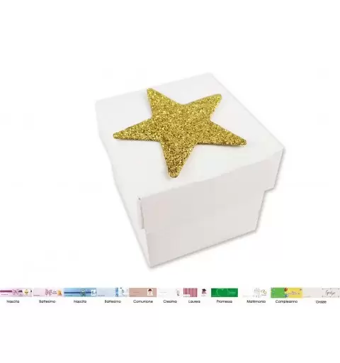 SCATOLINE BIANCHE CON STELLE GLITTER – 40 PZ