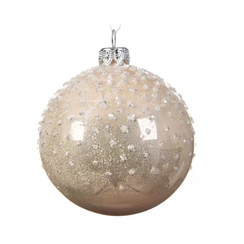 PALLINE IN VETRO SOFFIATO COLOR AVORIO – 6 PZ