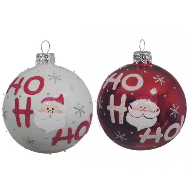 PALLINE IN VETRO SOFFIATO DIPINTE A MANO CON BABBO NATALE – 6 PZ