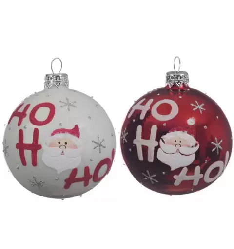 PALLINE IN VETRO SOFFIATO DIPINTE A MANO CON BABBO NATALE – 6 PZ