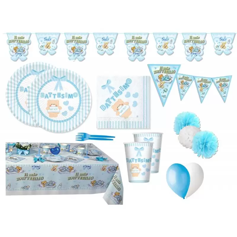 KIT N.54 BATTESIMO ORSETTO CELESTE – ARTICOLI PER LA TAVOLA