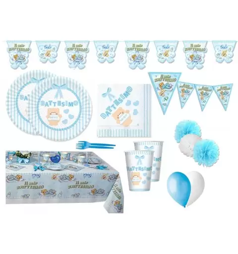 KIT N.54 BATTESIMO ORSETTO CELESTE – ARTICOLI PER LA TAVOLA