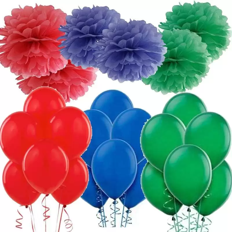 SET ADDOBBI SUPER PIGIAMINI - ROSSO VERDE E BLU