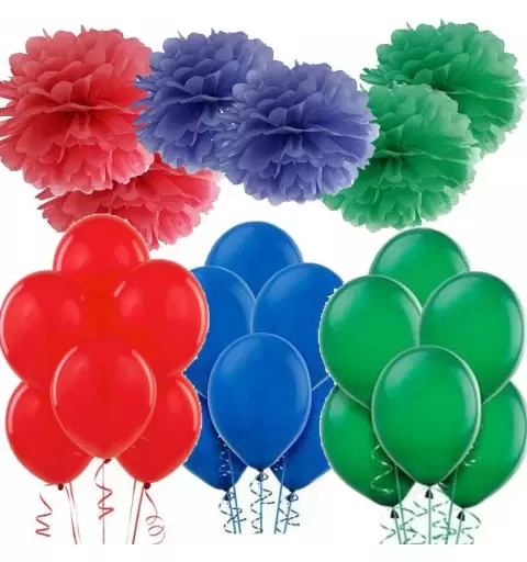 SET ADDOBBI SUPER PIGIAMINI - ROSSO VERDE E BLU