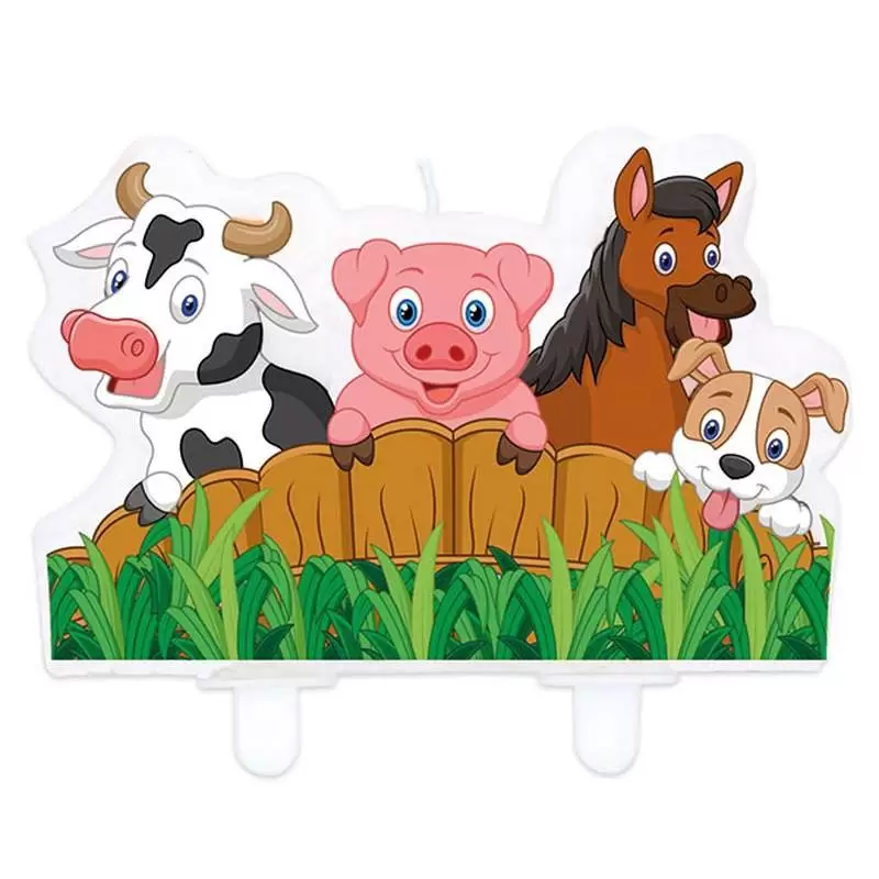 CANDELINA ANIMALI DELLA FATTORIA – MUCCA MAIALINO CANE E CAVALLO