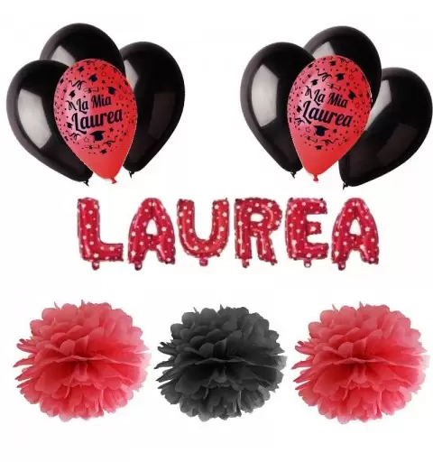 ADDOBBI PER FESTA DI LAUREA - PALLONCINI FLUFFY E SCRITTA MYLAR