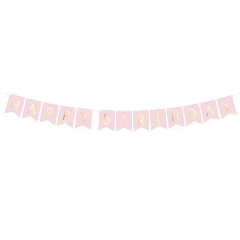 GHIRLANDA HAPPY BIRTHDAY ROSA E ORO – 175 CM