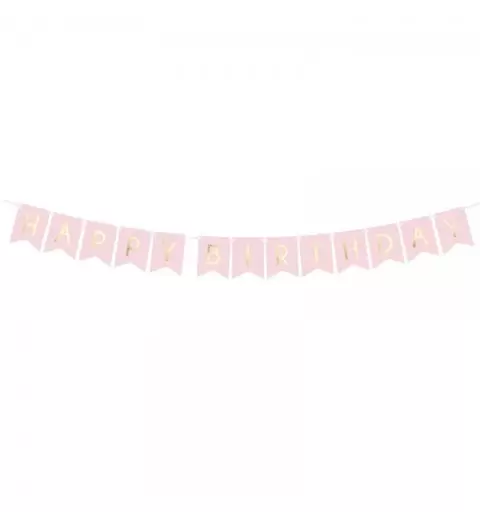 GHIRLANDA HAPPY BIRTHDAY ROSA E ORO – 175 CM
