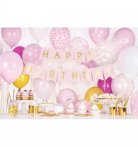 GHIRLANDA HAPPY BIRTHDAY ROSA E ORO – 175 CM